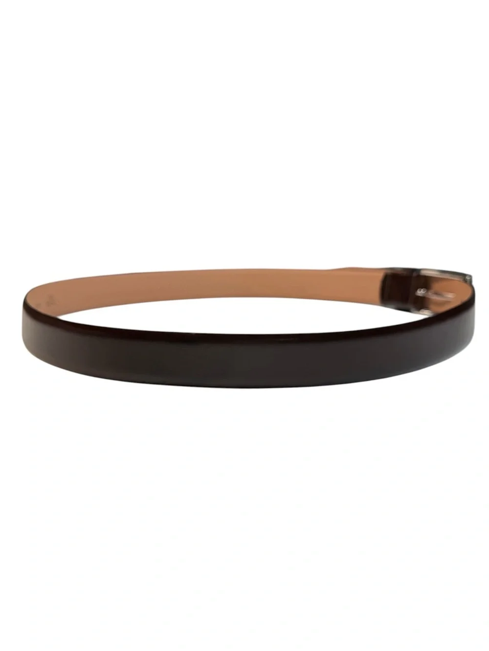 Ted Baker Brown Leather Dress Belt Matte Silver Buckle Adjustable Italy Men's 38